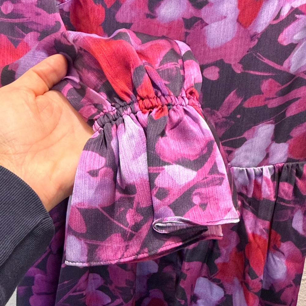 NWT Ted Baker Sammieh Purple Floral Long Sleeve High Neck Flare Mini Dress Sz: 0 - Picture 6 of 14